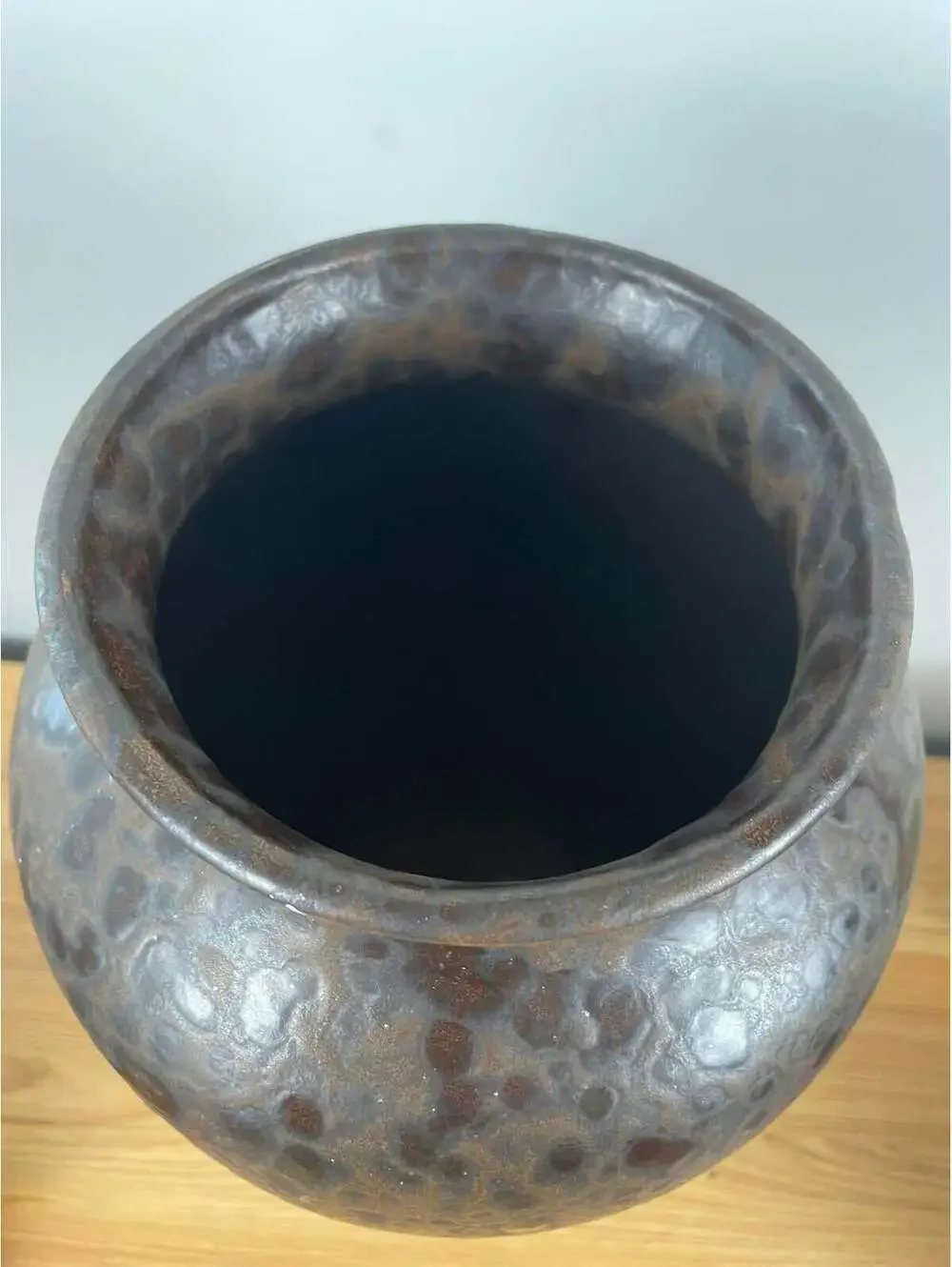 Harris Potteries Chicago IL Tall Brown Mottled Glaze Art Pottery Floor Vase